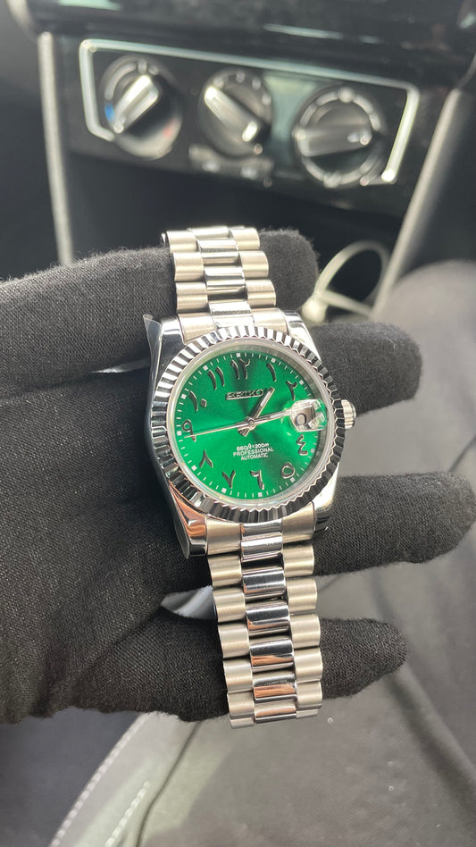 Seiko Arabic Emerald Green dial datejust 36mm - custom NH35 automatic